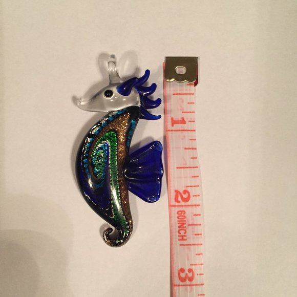 Unique Shimmery Glass Seahorse Pendant - Picture 3 of 4